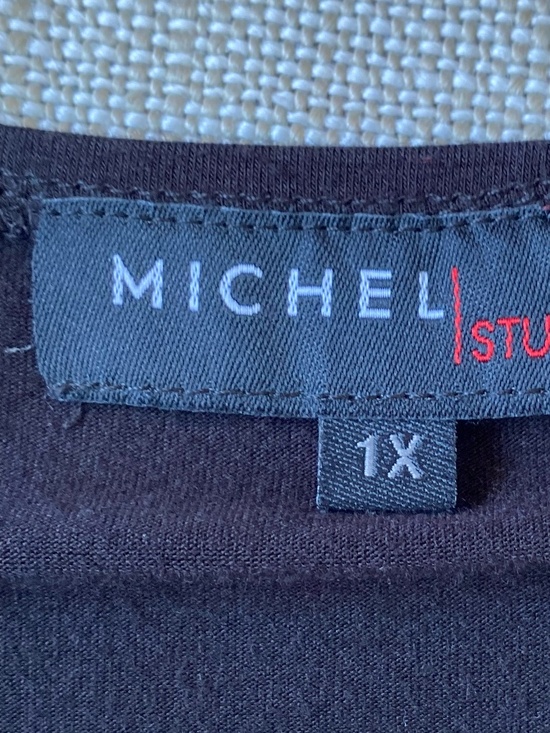 Michel Studio Black Satin Pleated Shiny Detail Holiday Party Camisole Top- Sz-1X - Picture 9 of 12